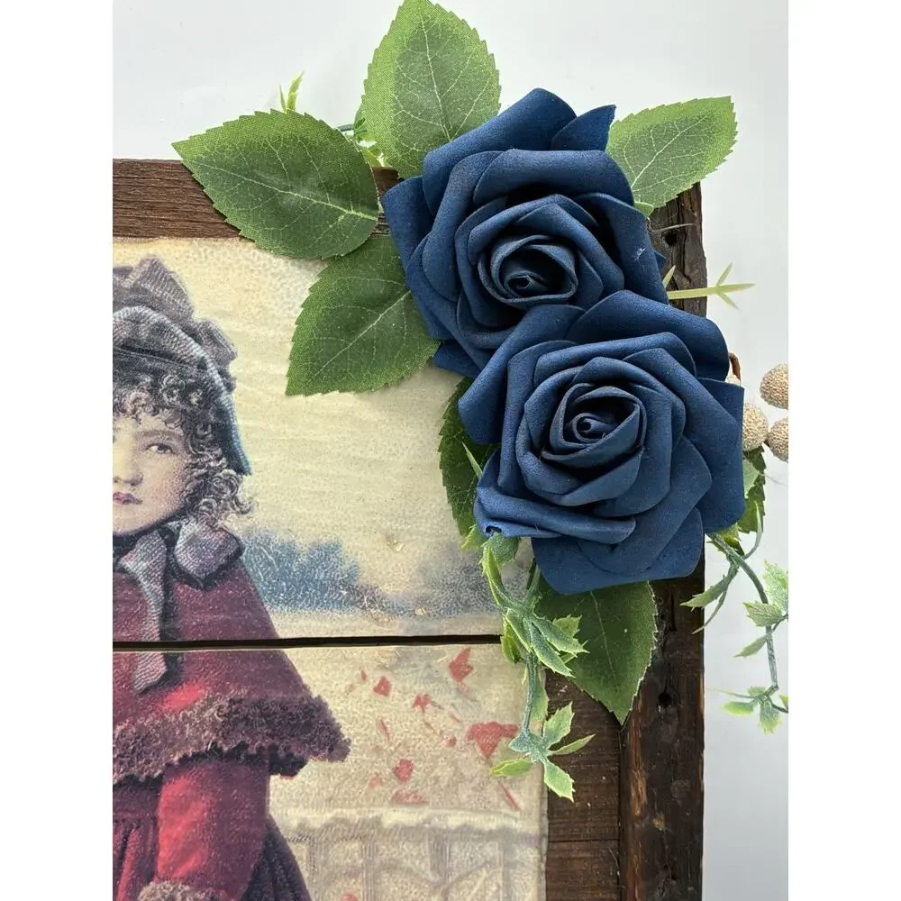 Farmhouse Wall Decor Vintage Style Willimantic Thread Image Barnwood Floral